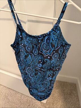 Amazon Black and Blue Paisley Swim Bikini Top